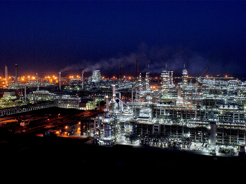 The Reliance Industries refinery complex at Jamnagar in Gujarat, the largest single-site refinery in the world