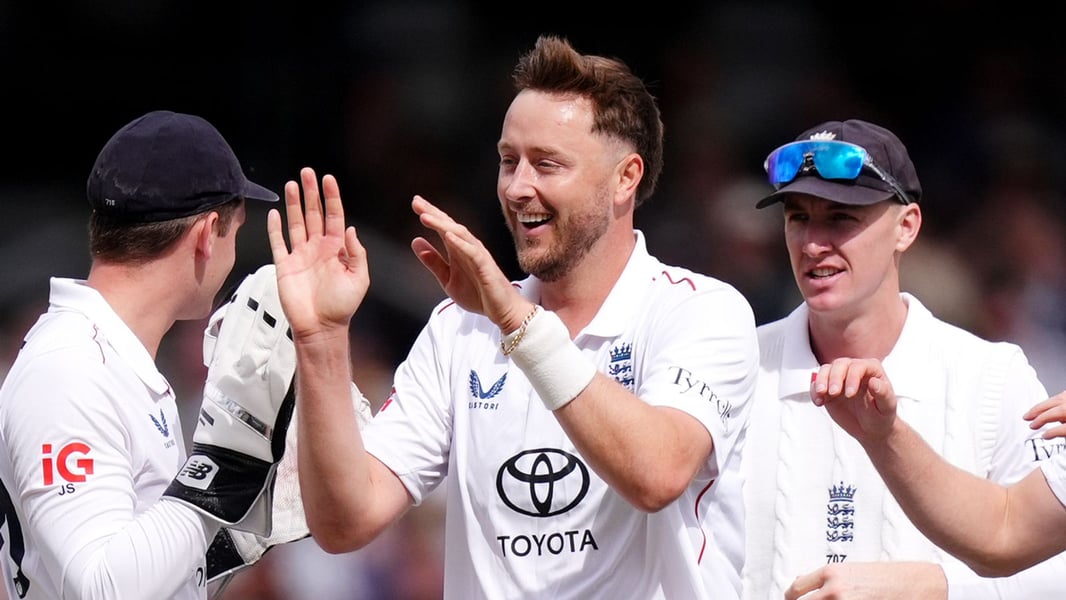 Ollie Robinson celebrating a wicket for England against Pakistan at Headingley in the first Test, August 19, 2026