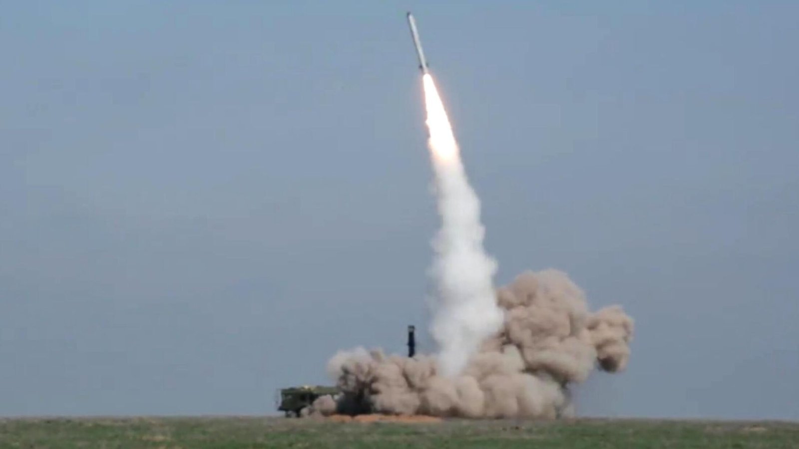 Russian Iskander-M missile system combat launch during military operations against Ukraine