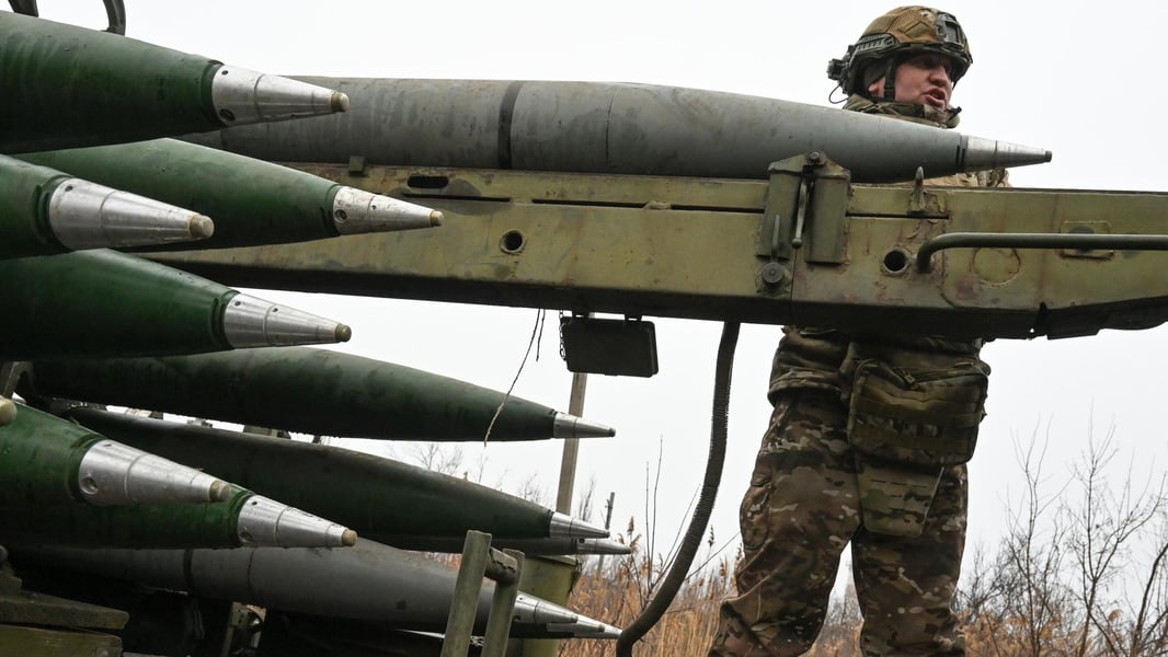Russian serviceman during frontline operations as Russian forces capture Vodyanoe in the Kharkov region