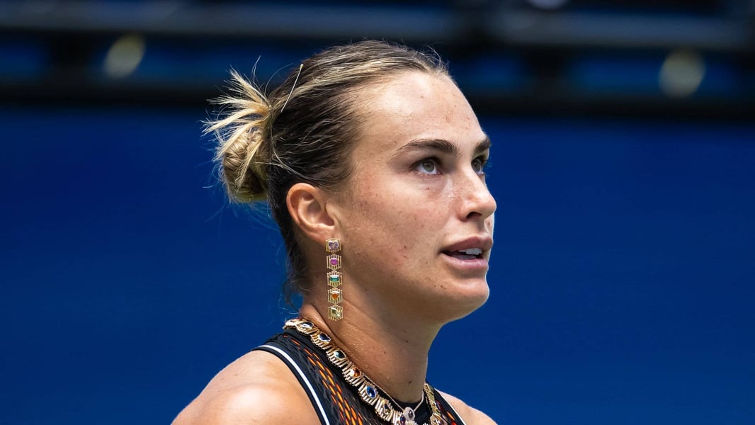 Aryna Sabalenka competing with Novak Djokovic in mixed doubles at the 2026 US Open in New York