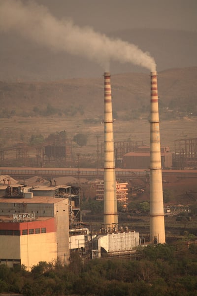 Chimneys at the Rourkela Steel Plant in Odisha, part of the Steel Authority of India works whose output is priced off global steel benchmarks