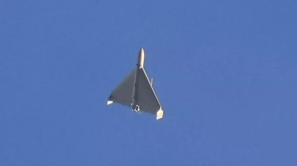 Shahed-type drone in flight, similar to debris recovered near Crocmaz in Transnistria