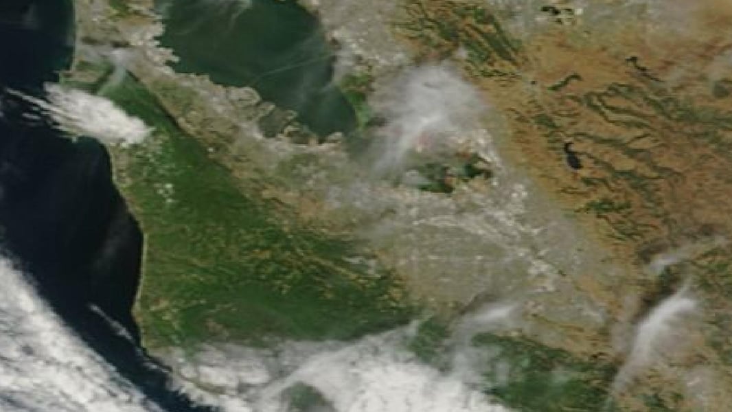 NASA MODIS satellite view of Silicon Valley and the San Francisco Bay Area, home to Apple headquarters in Cupertino