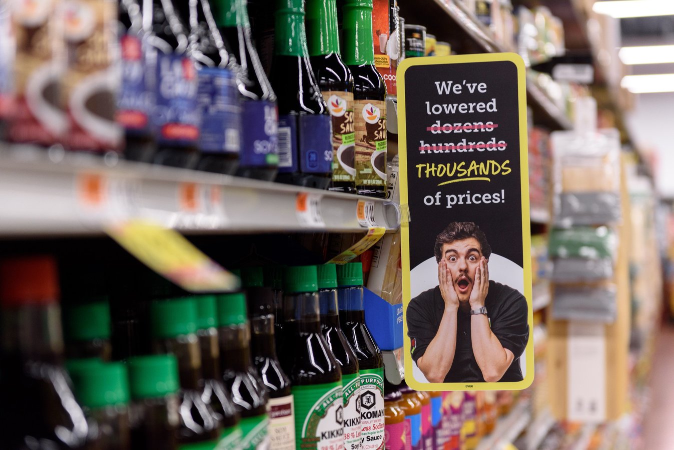 Stop and Shop store interior with price investment signage