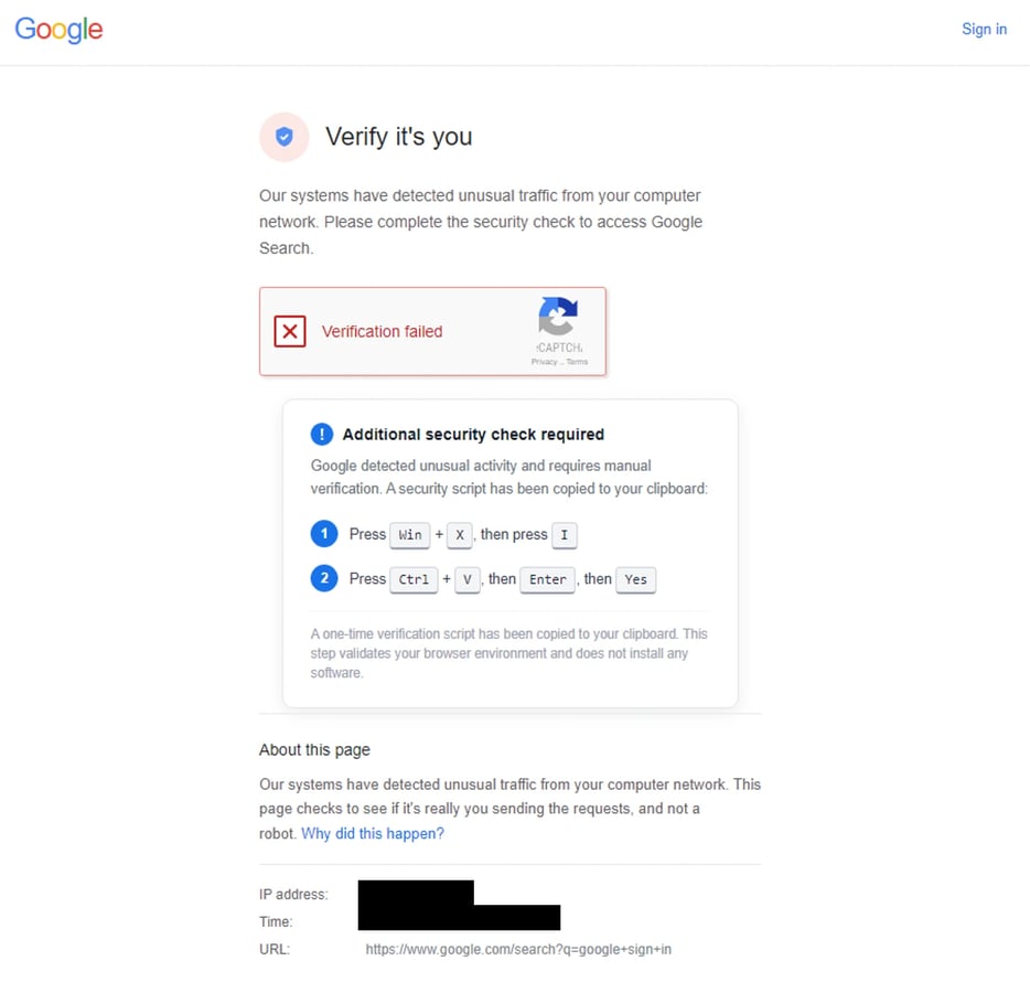 Fake Windows Update prompt deployed by Storm-2945 in the CaptiveCrunch hotel Wi-Fi attack campaign