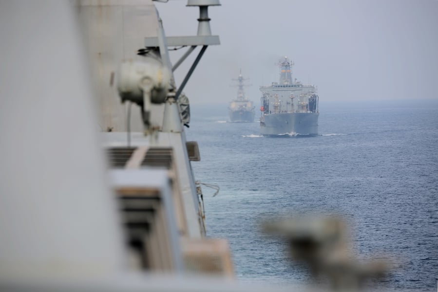 Naval vessel on patrol in the Strait of Hormuz maritime corridor