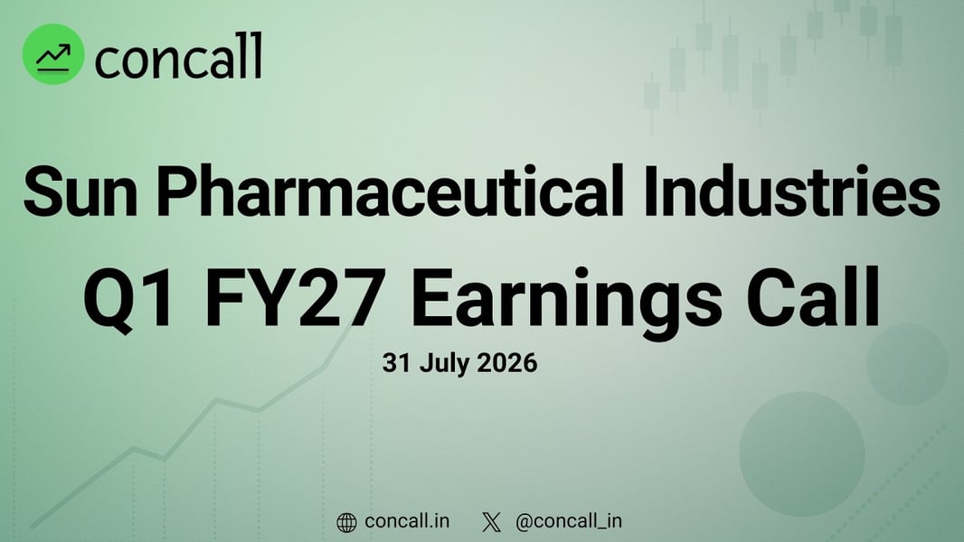 Sun Pharma Q1 FY27 earnings results conference call India pharma sector quarterly performance