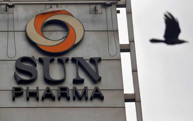 Signage for Sun Pharmaceutical Industries, India's largest drugmaker and the heaviest weight in the Nifty Pharma index