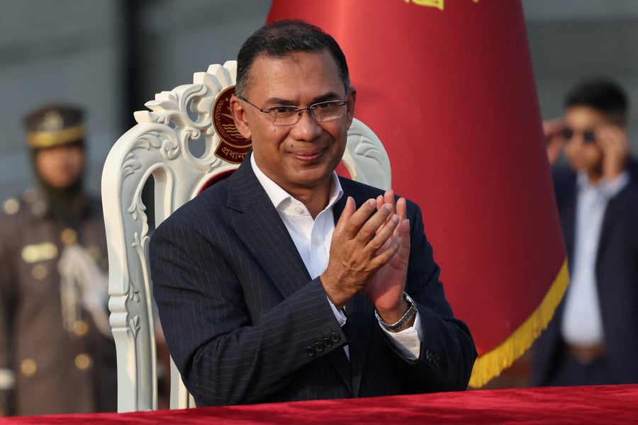 Tarique Rahman is sworn in as Prime Minister of Bangladesh at a ceremony in Dhaka in February 2026