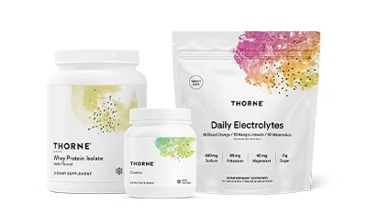 Thorne supplement products including Whey Protein Isolate, Creatine, and Daily Electrolytes, the science-backed wellness brand Procter & Gamble agreed to acquire for $3.8 billion