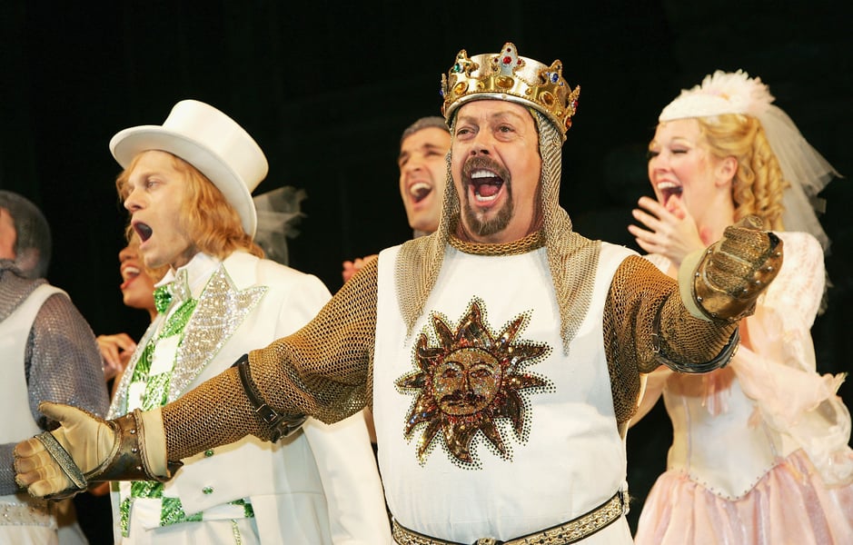 Tim Curry performs as King Arthur in Spamalot on Broadway, 2005