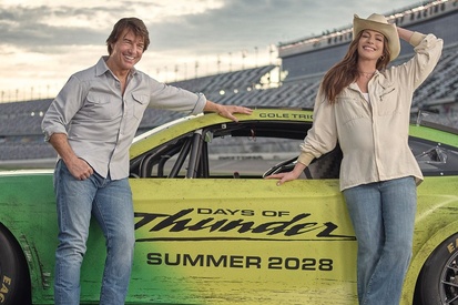 Tom Cruise promoting Days of Thunder 2, the 2028 IMAX sequel co-starring Anne Hathaway
