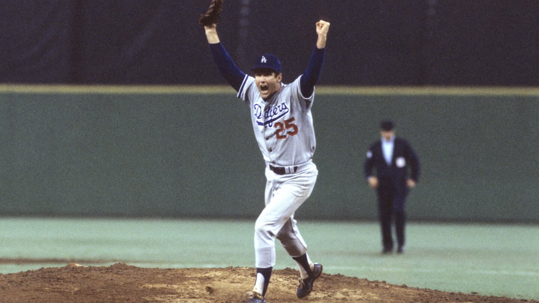 Tommy John pitching for the Los Angeles Dodgers in the 1970s