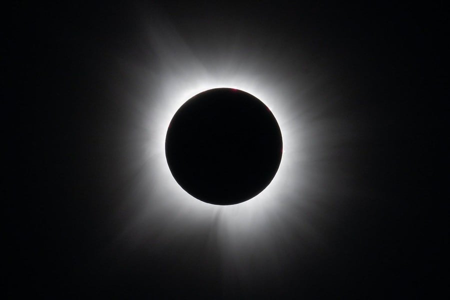 Total solar eclipse showing the solar corona visible during the April 8 2024 eclipse from Dallas Texas