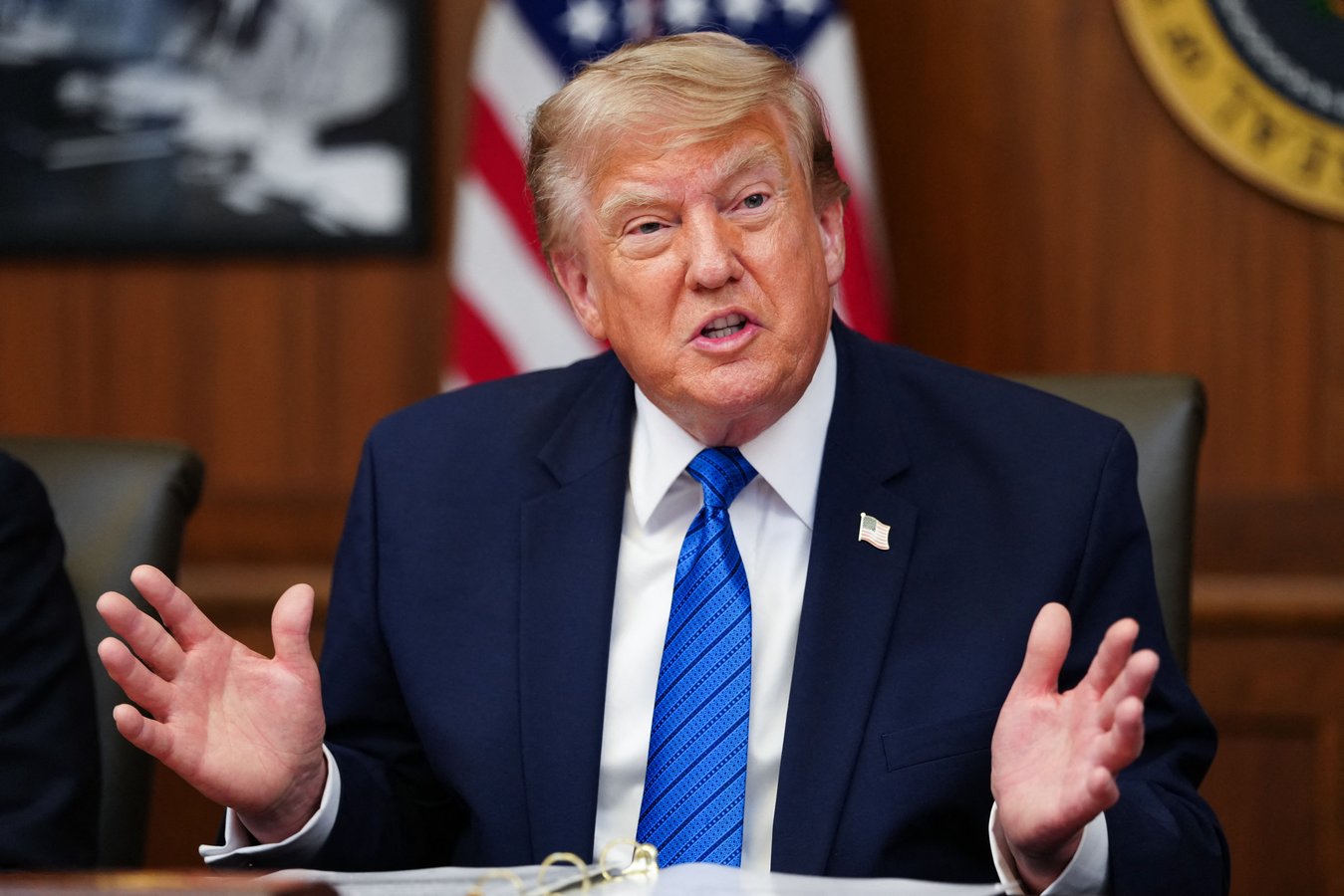 President Donald Trump speaks during a Cabinet meeting at Camp David Maryland on July 31 2026 as State Department announces Patriot Passport nationwide rollout