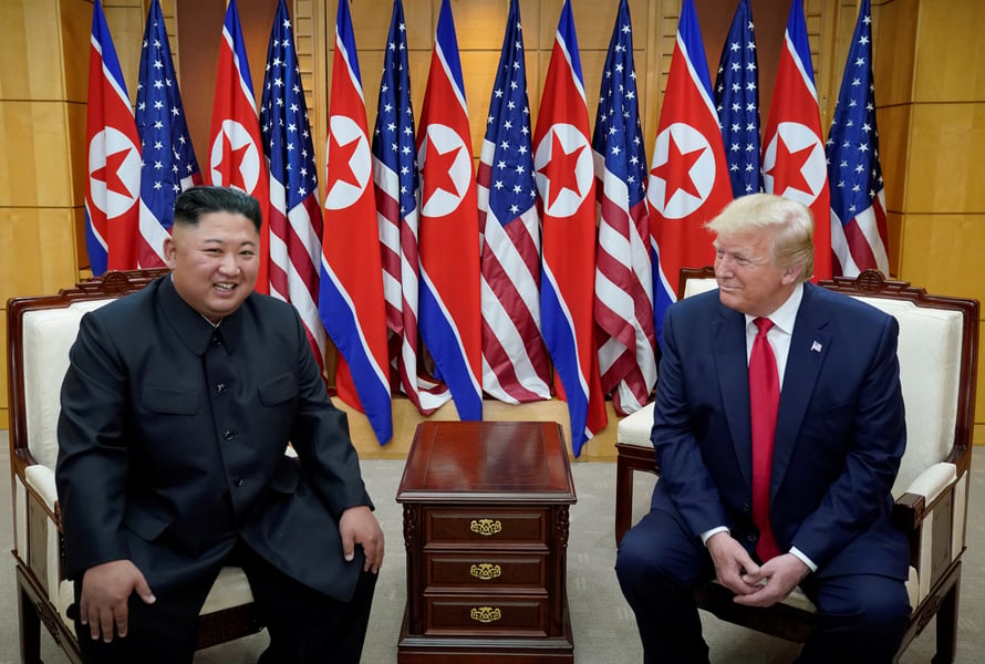 US President Donald Trump meets with North Korean leader Kim Jong Un at the DMZ