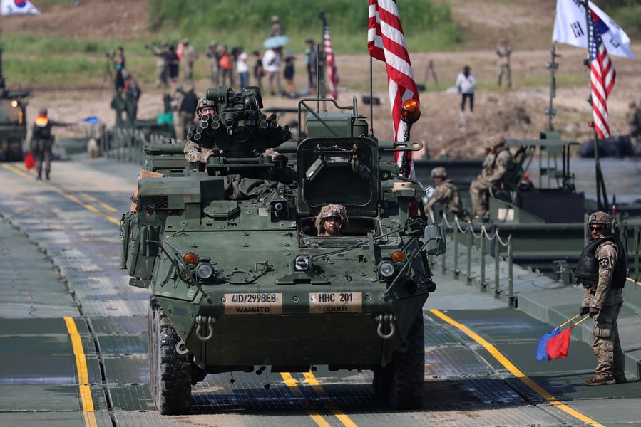 US and South Korean troops during Ulchi Freedom Shield exercises as Trump orders cuts to joint military drills, August 2026