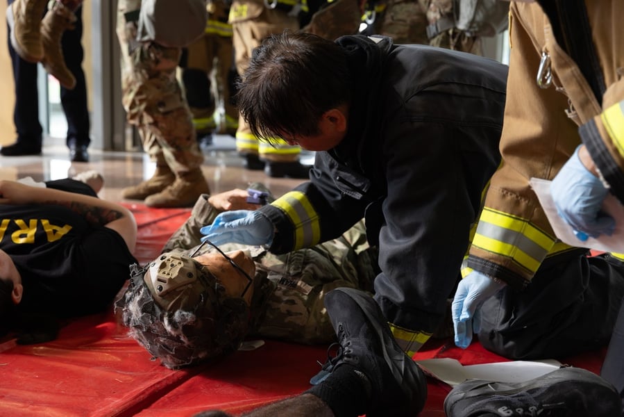 US and South Korean troops during Ulchi Freedom Shield joint military exercise at Camp Humphreys South Korea
