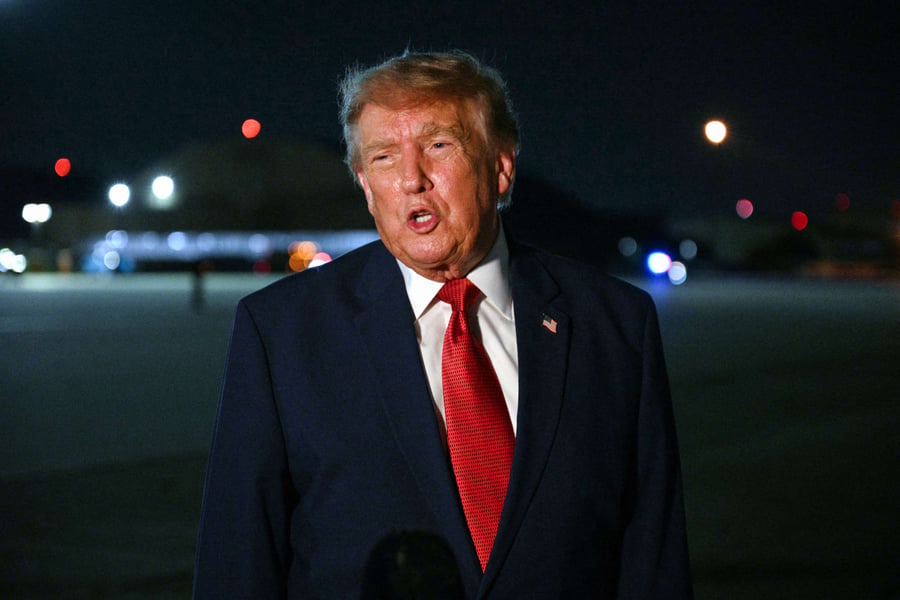President Donald Trump whose USPS mail-in voting executive order was blocked nationwide by federal judge Indira Talwani ahead of the 2026 midterms