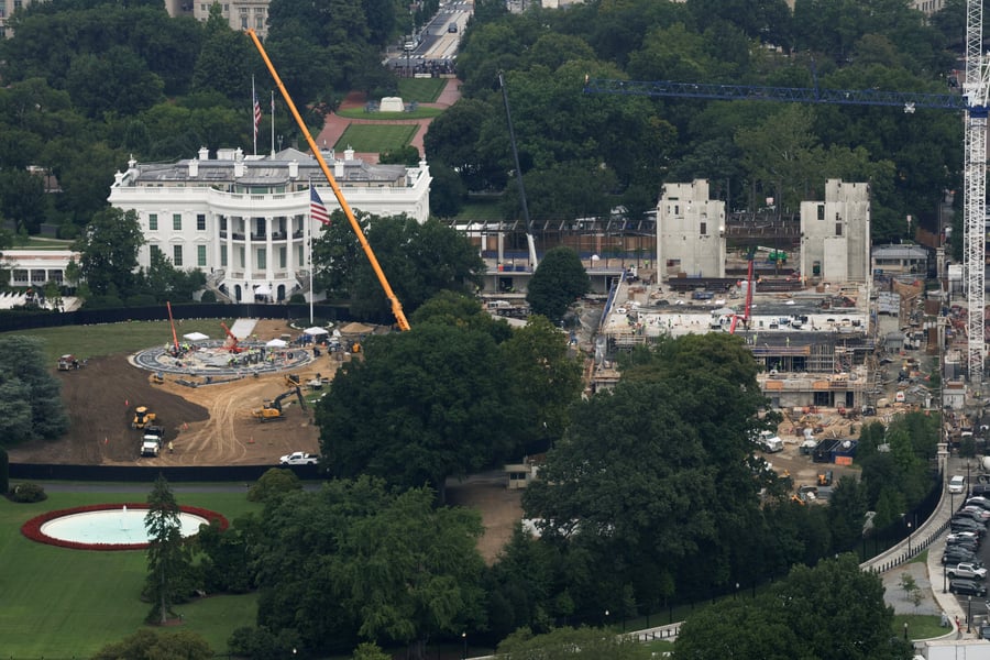 White House ballroom and helipad construction site in Washington DC August 2026