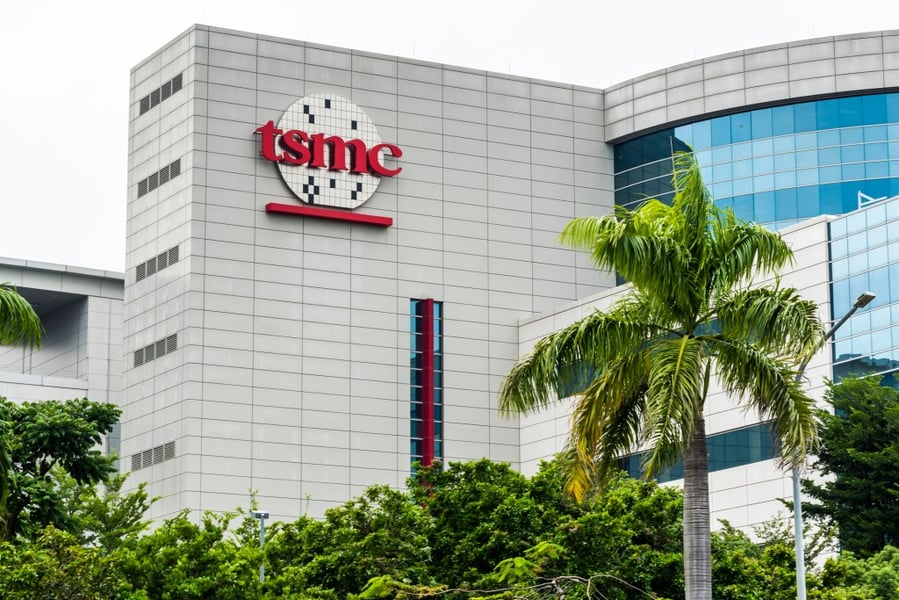 TSMC headquarters building with red company logo, Sony's manufacturing partner for the new Kumamoto image sensor plant