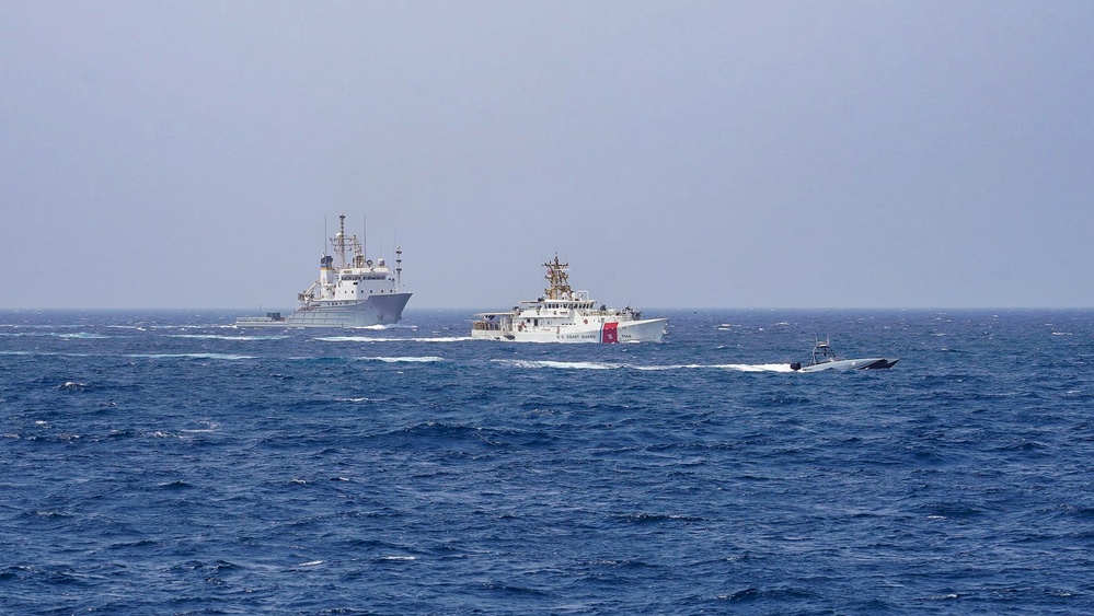 US Navy vessel transiting the Strait of Hormuz near Oman