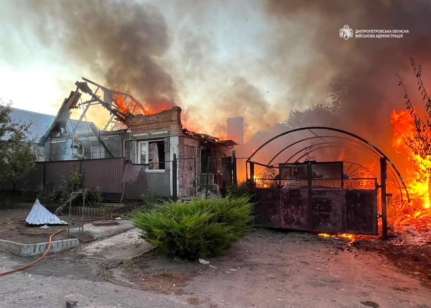 Aftermath of Russian overnight attacks in Dnipropetrovsk Oblast, Ukraine, showing destruction from shelling on August 16, 2026