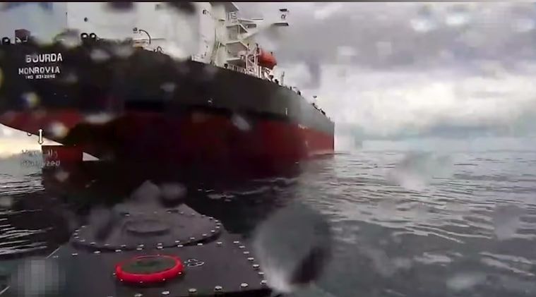 Ukrainian naval drone strike sinks sanctioned Rosatom container ship Yanina in the Black Sea