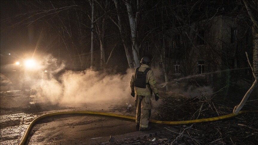 Ukraine war drone offensive: Emergency responders at site of drone strike in Belgorod region, Russia