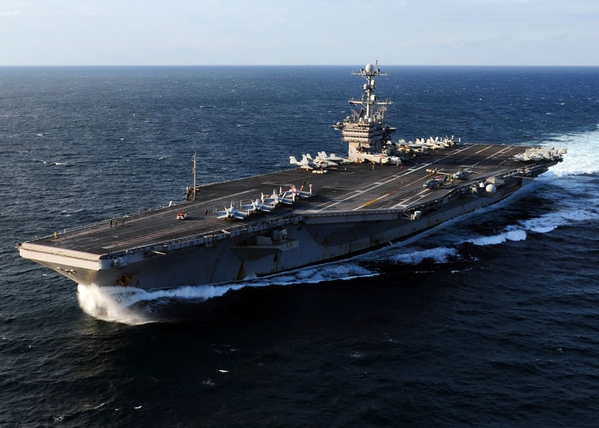 USS George Washington aircraft carrier transiting the East China Sea before heading to relieve USS Abraham Lincoln in the Middle East