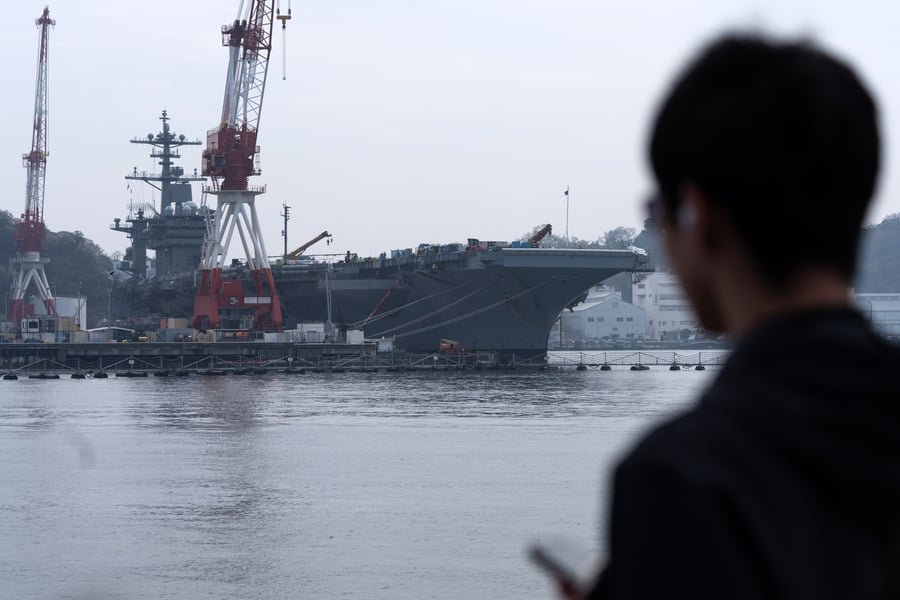USS George Washington aircraft carrier docked at US Fleet Activities Yokosuka Japan