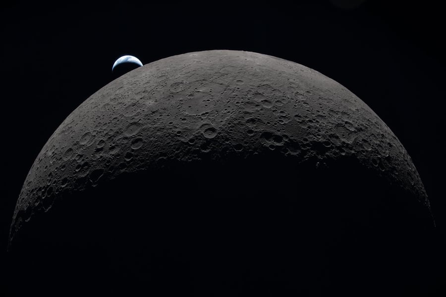 Waning gibbous moon photographed from orbit by NASA, August 2026