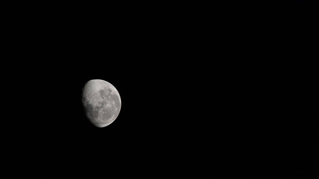 Waning gibbous moon captured by external HD camera on the International Space Station