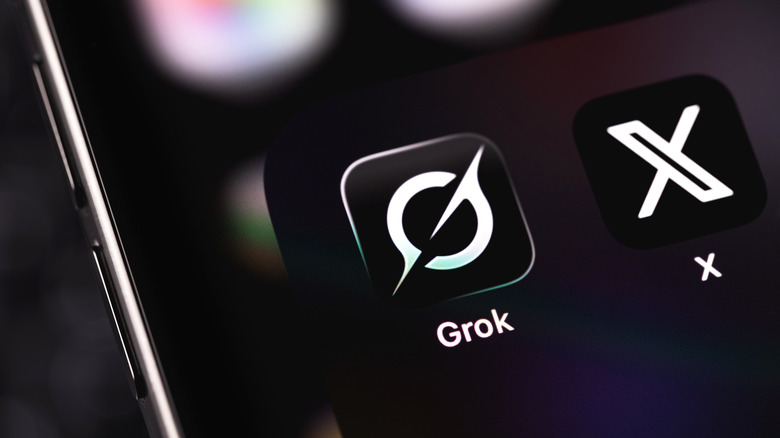Courtroom gavel next to a smartphone displaying the Grok AI interface