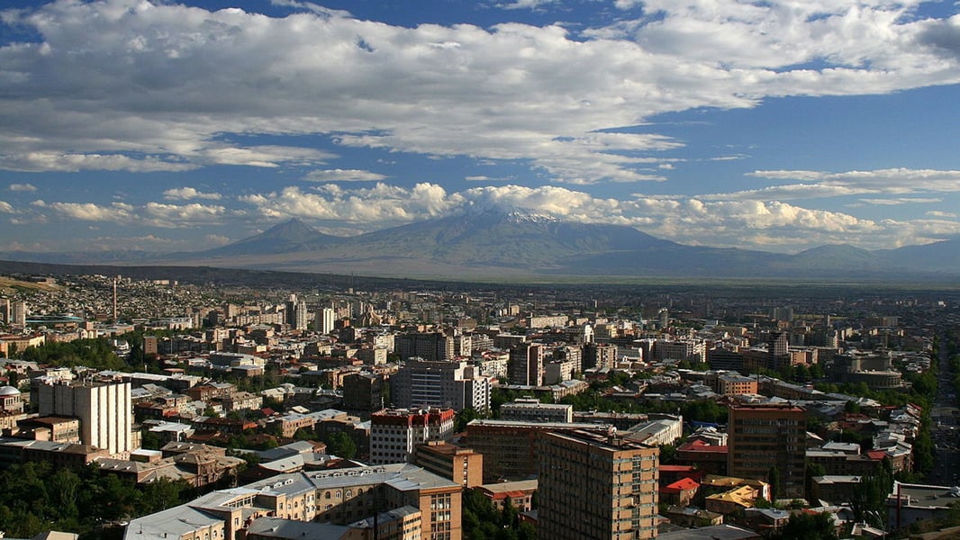 Aerial view of Yerevan, Armenia's capital city