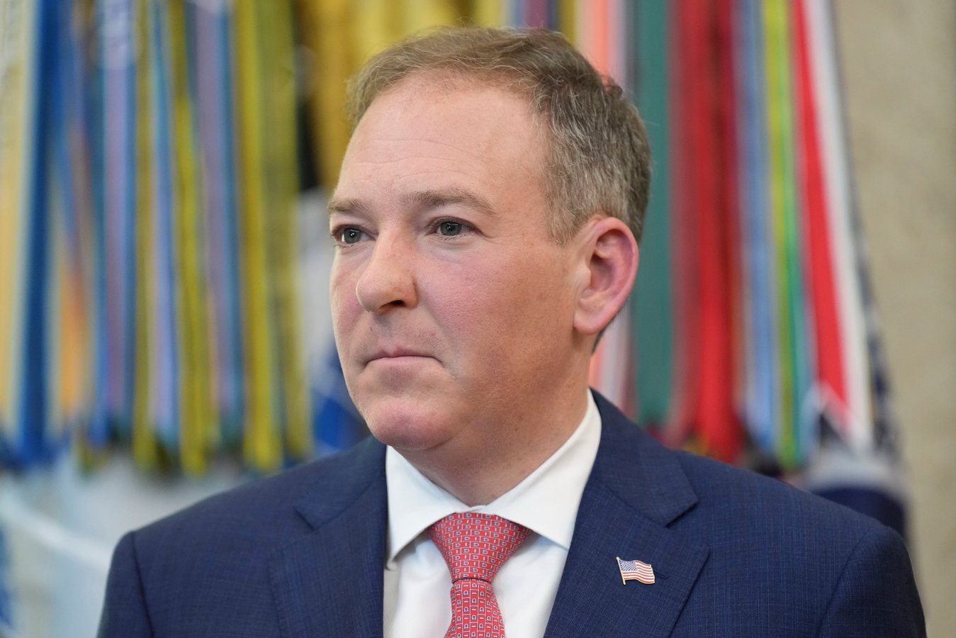 EPA Administrator Lee Zeldin listening to President Trump at the White House Oval Office, as the administration prepared to freeze $20 billion in clean energy grants