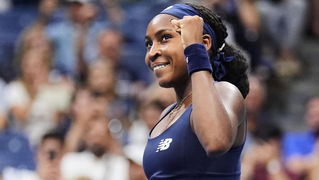 Coco Gauff competing on Arthur Ashe Stadium during the 2026 US Open at Flushing Meadows