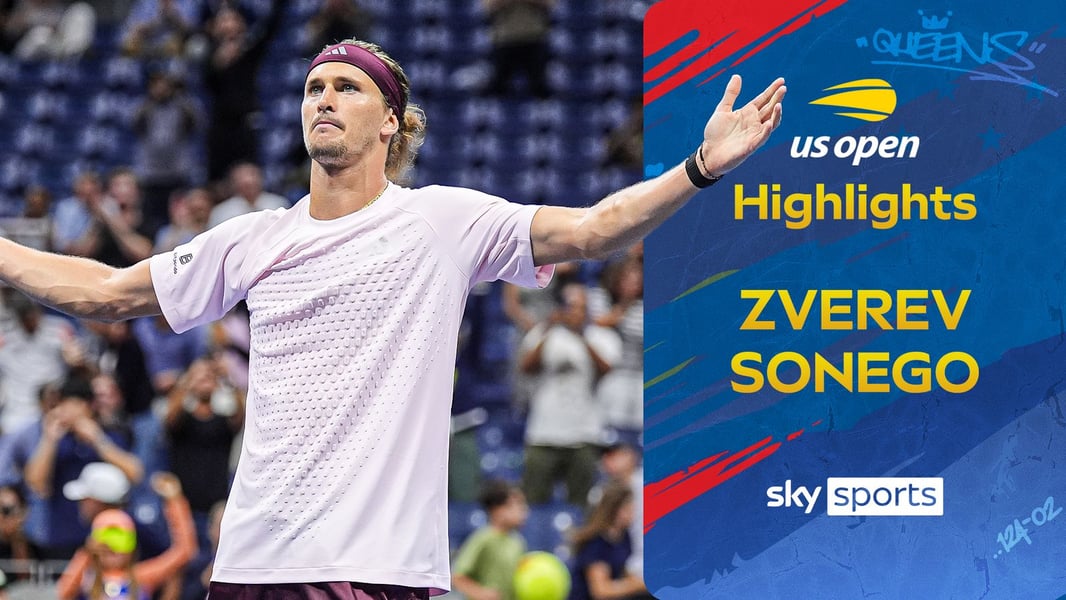 Alexander Zverev during his five-set first-round match at the 2026 US Open against Lorenzo Sonego