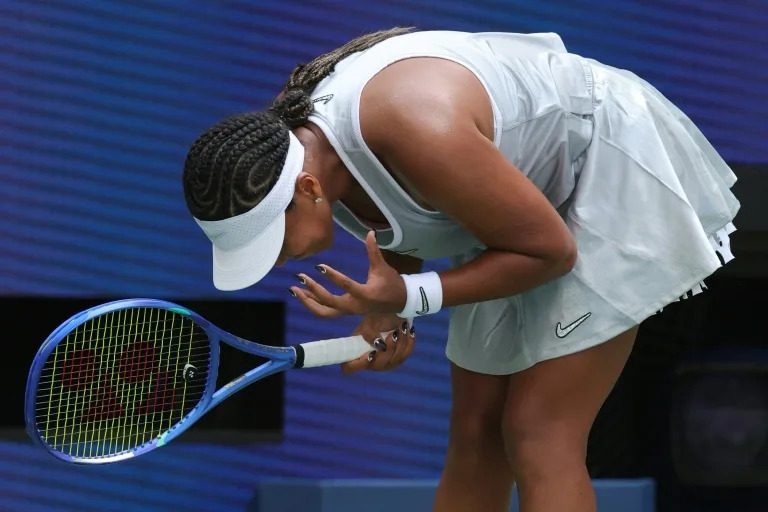 Naomi Osaka in action during her second-round win at the 2026 US Open