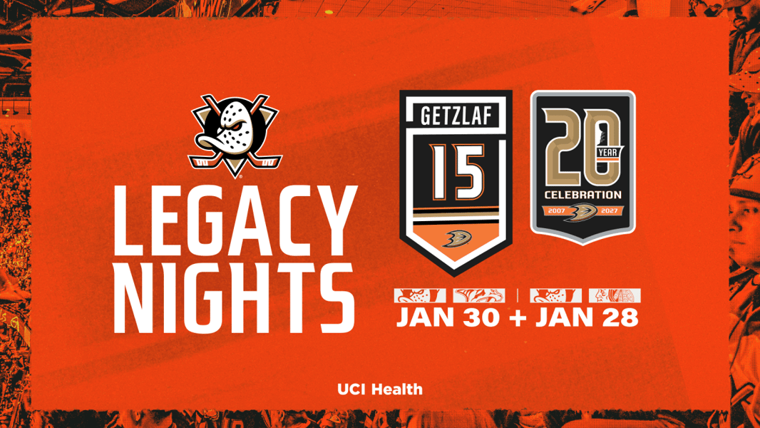 Announcement graphic for Ryan Getzlaf jersey retirement at Anaheim Ducks Honda Center