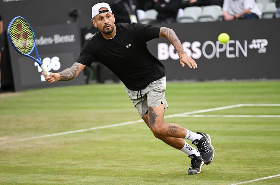 Nick Kyrgios at a tennis event after accepting a one-month cocaine suspension in September 2026