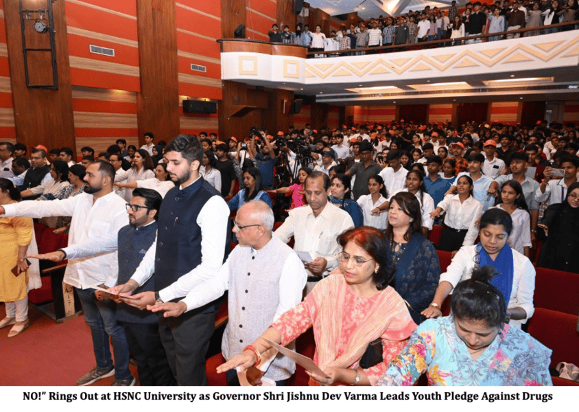 Governor Shri Jishnu Dev Varma Leads HSNC University Students in Collective Pledge for Nasha Mukt Bharat