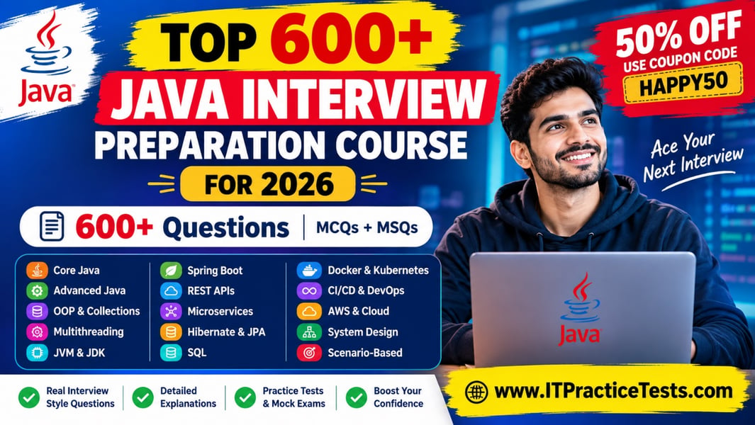 ITPracticeTests.com Offers 50% OFF on Interview Questions Practice Tests, Online Courses & IT Practice Tests – Use Code HAPPY50
