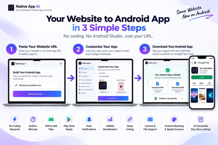 Native App AI Makes It Easy to Convert Websites and AI-Built Web Apps into Play Store-Ready Android Apps