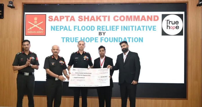 True Hope Foundation Contributes ₹50 Lakh to Army Central Welfare Fund for Nepal Flood Relief
