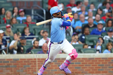 Ronald Acuña Jr. batting for Atlanta Braves against Philadelphia Phillies