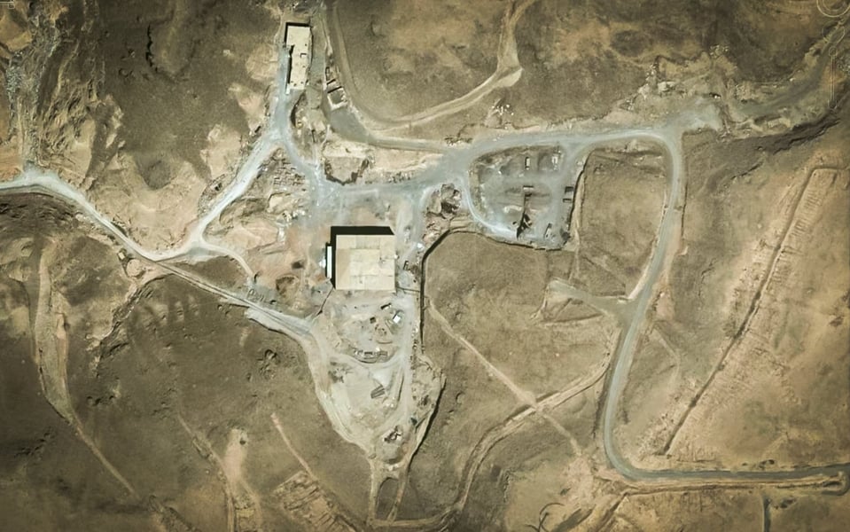 Satellite view of the Al-Kibar nuclear site in Deir Az Zor province Syria where the IAEA confirmed a covert reactor existed