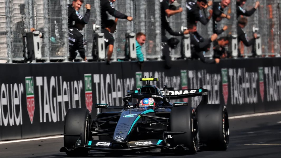 Kimi Antonelli drives at the Madring circuit during the 2026 F1 Spanish Grand Prix in Madrid