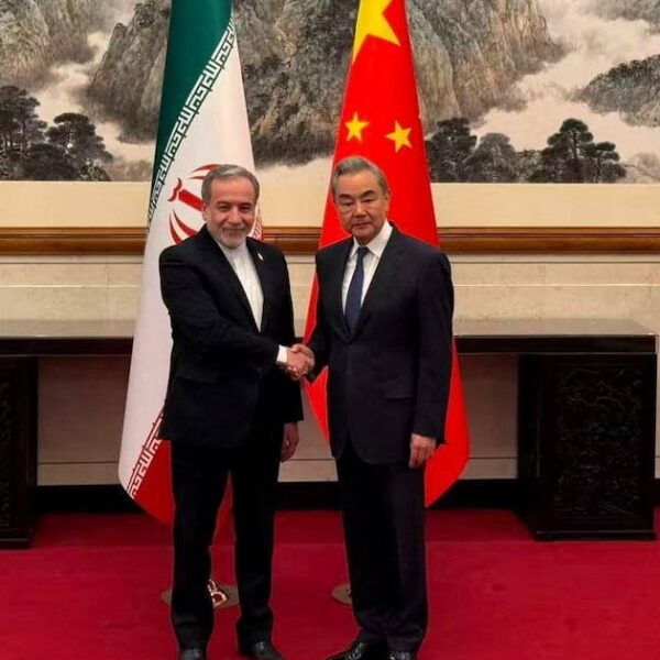 Iranian Foreign Minister Abbas Araghchi and Chinese FM Wang Yi at Beijing talks on Strait of Hormuz reopening